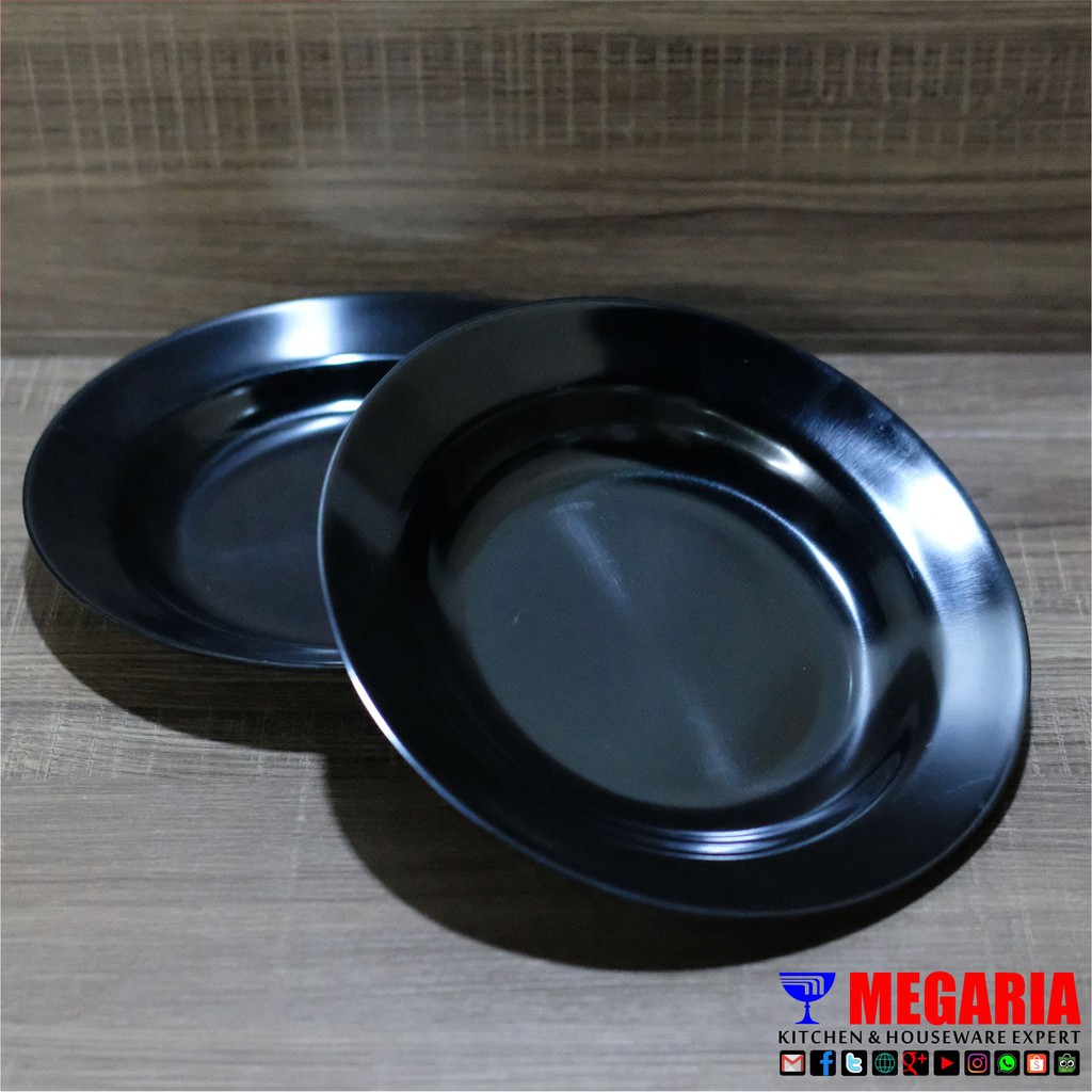 Piring Makan Melamine Cekung Tebal HH HOOVER 4009 Hitam