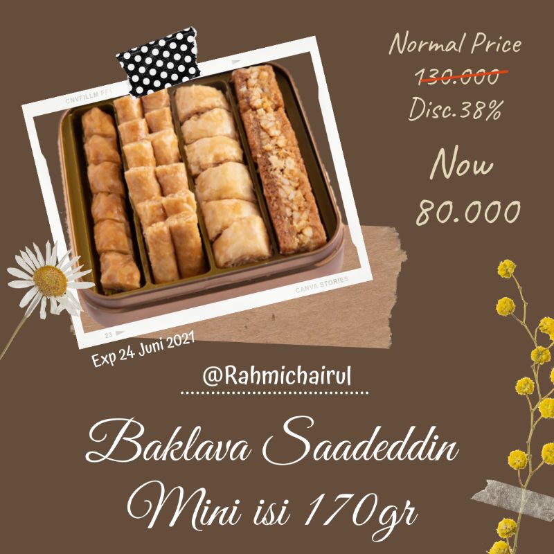 Baklava Saadeddin Pastry Ukuran Mini 170gr / Assorted Baklava Saudi 170gr
