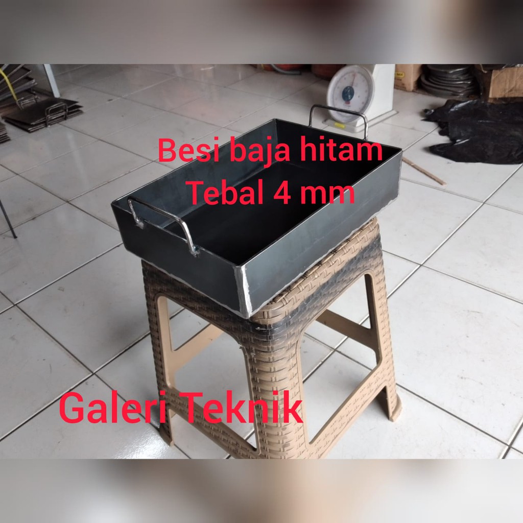 WAJAN KOTAK BAJA HITAM 35X35 CM TINGGI 10 CM TEBAL 4 MM, DEEP FRYER BAJA HITAM