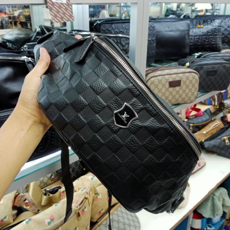 Tas selempang lv Kulit asli import waistbag pria waist bag kulit asli branded