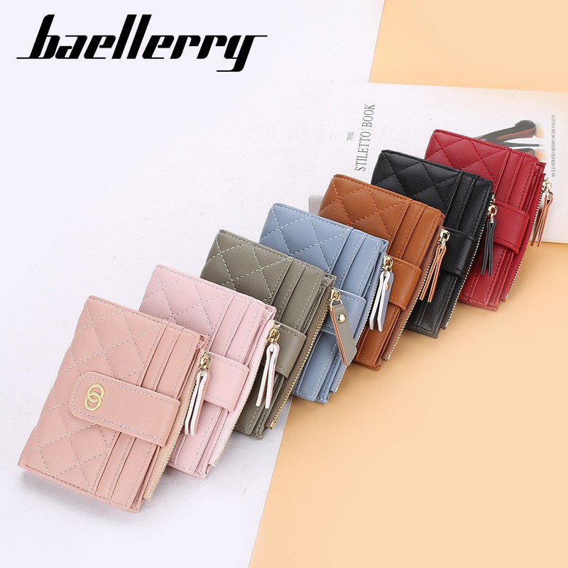 BAELLERRY NR063 Dompet Wanita Kecil Dompet Pendek Lipat Dompet Kartu Wanita Bahan Kulit PU Leather Premium WATCHKITE WKOS