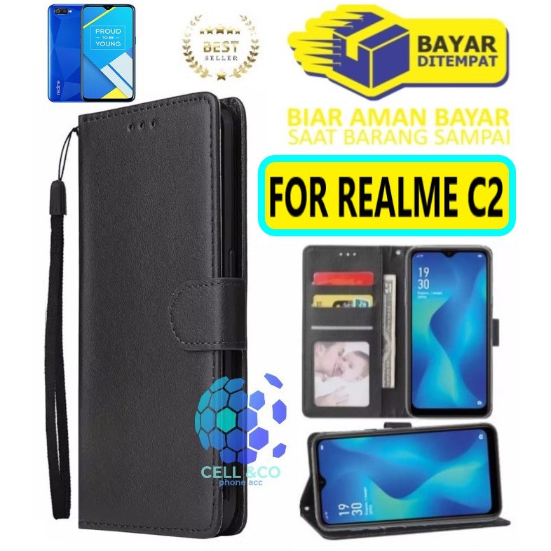 Flip cover REALME C2 Flip case buka tutup kesing hp casing flip case leather wallet