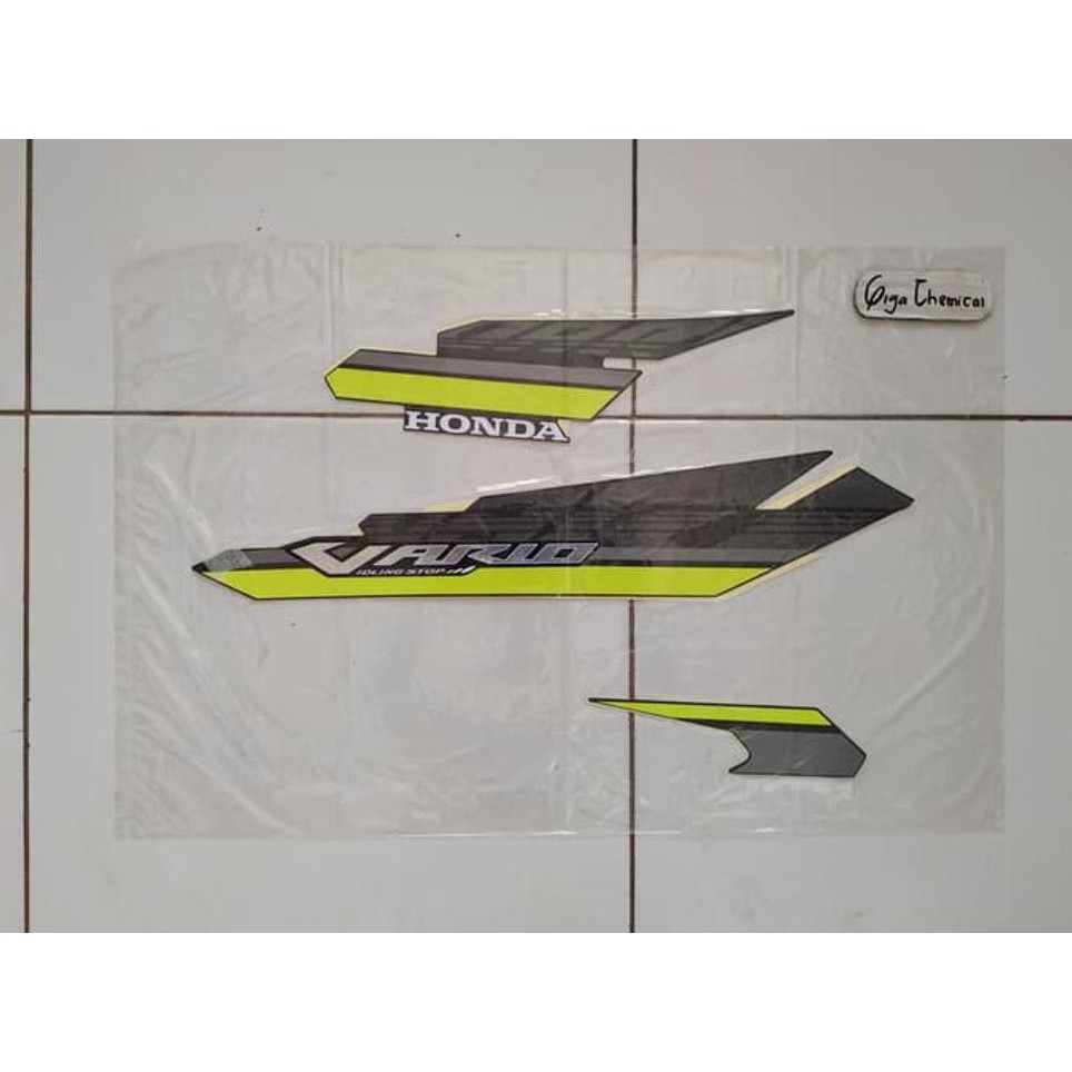 Cutting Striping Sticker Vario 125 Iss 2017 2018 Hitam Lis Hijau Original