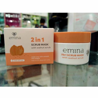 ✿ELYSABETHME✿ ˜”*°• emina •°*”˜. emina 2in1 face scub with wallnut scrubbing wajah leher dengan ekstrak kacang alami herbal organik