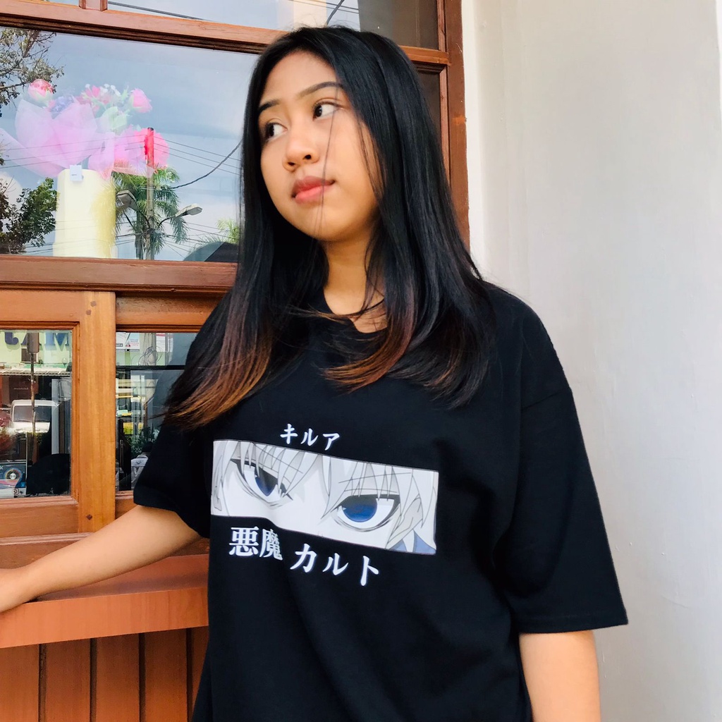Tshirt Killua Eyes Anime Hunter X Hunter Manga Kaos HXH Killua Zoldyck Wibu Otaku Unisex
