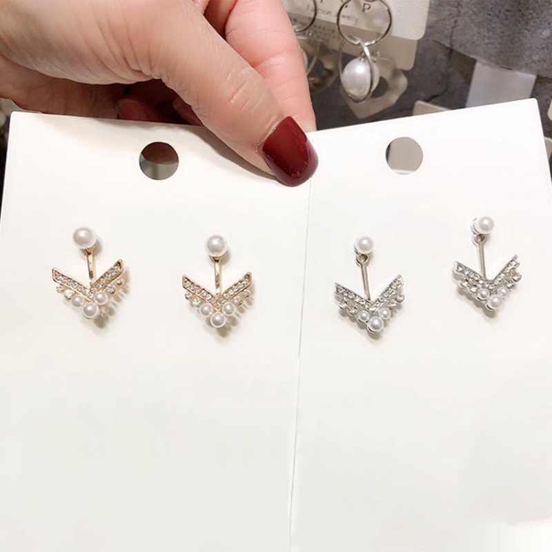 Anting Stud Tindik Hias Mutiara Gaya Modern Untuk Wanita