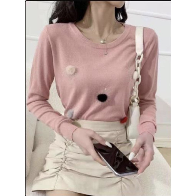 Knitted Tops with Long Sleeves for Women Import Premium ( Atasan Rajut Wanita Tangan Panjang )