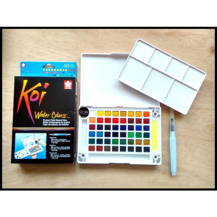 

Sakura Koi Watercolor 48 Pocket Field Sketch Box Cat Air Padat 48 Warn