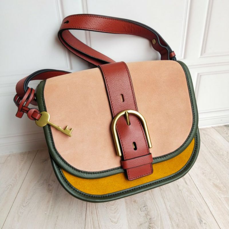 Fossil Wiley Saddle Bag Pink Multi