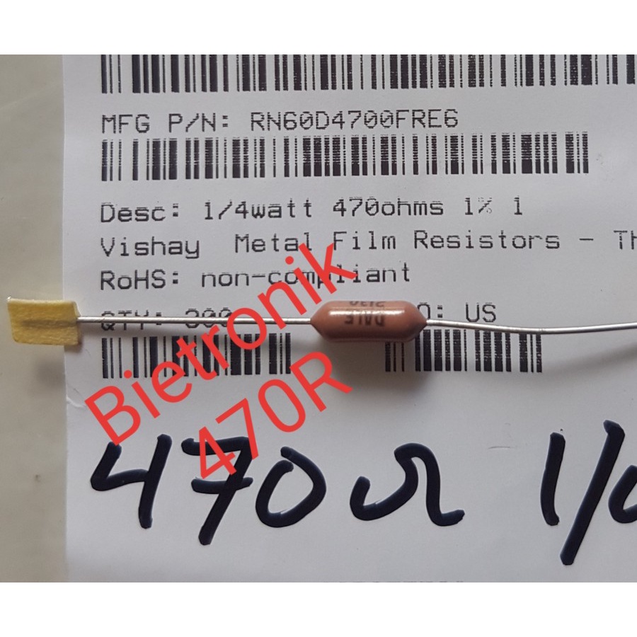 Resistor 470R 470 Ohm 1% 1/4W MF RN60D4700FRE6 Original Vishay Dale