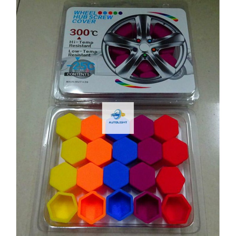 Tutup Cover Glow in The Dark Buat Sekrup Ban Mobil Warna Warni ( harga 1 set )