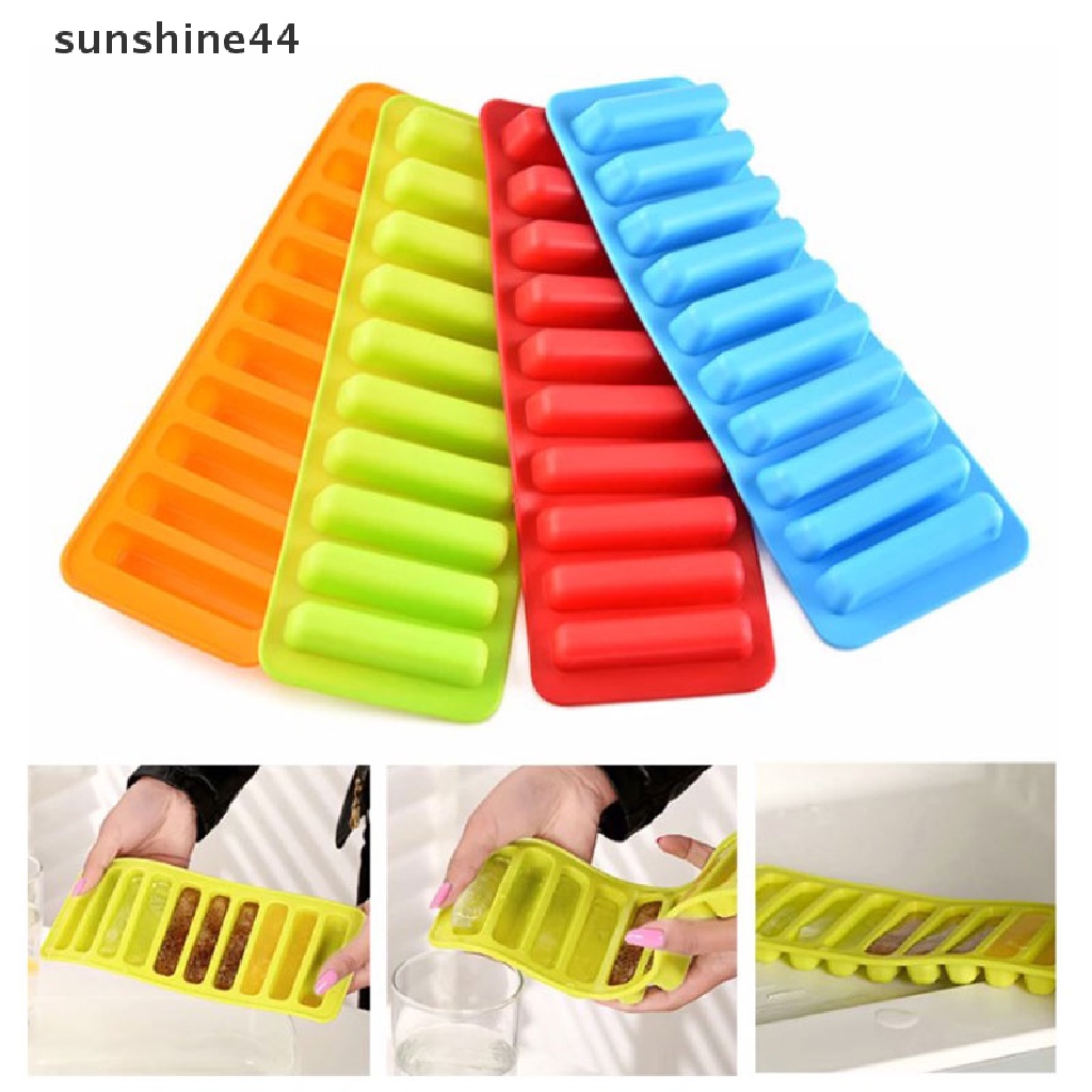 Sunshine Cetakan Es Batu Diy Bentuk Strip Panjang Bahan Silikon Dengan 10 Sekat