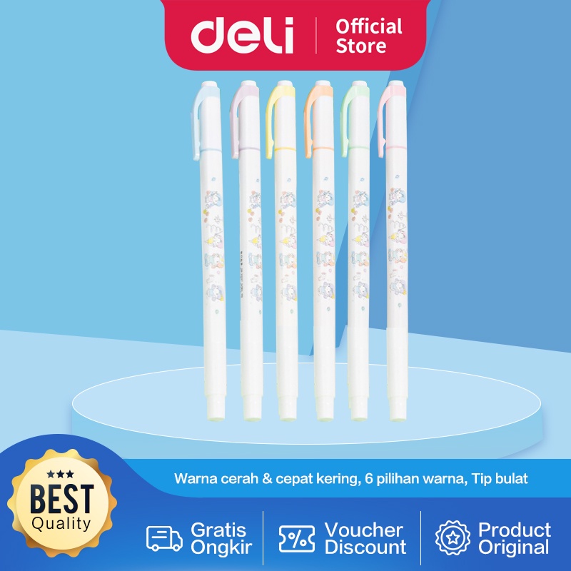 

Deli Highlighter / Penanda Dual Tip Berisi 6 pcs Design Lucu S151