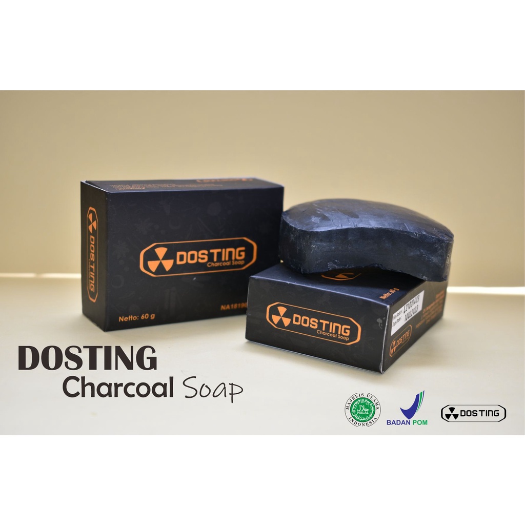 Dosting Charcoal Soap Whitening /Sabun Mandi Pemutih Warna Hitam 8990370320216 60gr Asli Original Termurah Terbaru