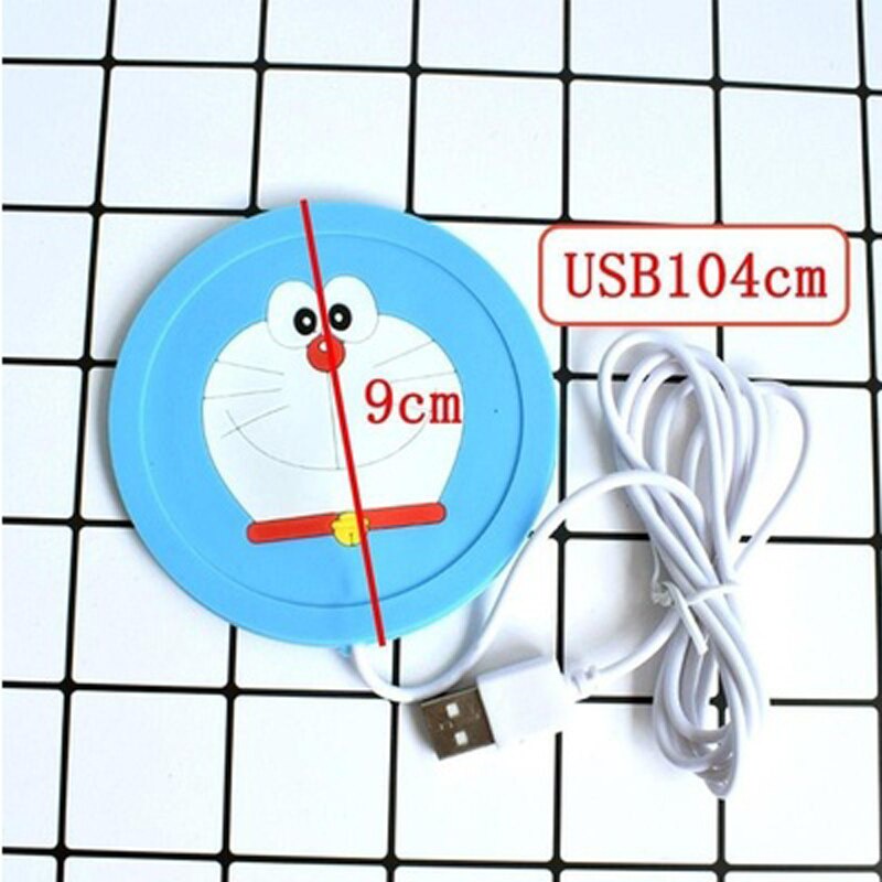 Tatakan Gelas Pemanas Coffee Penghangat Gelas USB Model Doraemon  Warmer Tea Cup