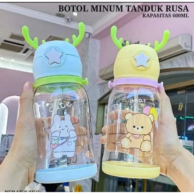 BOTOL MINUM ANAK TANDUK RUSA TALI PANJANG 600ML DAN BOTOL MINUM RUSA TALI/BOTOL MINUM ANAK/BOTOL ANAK/BOTOL ANAK ANAK/BOTOL PLASTIK