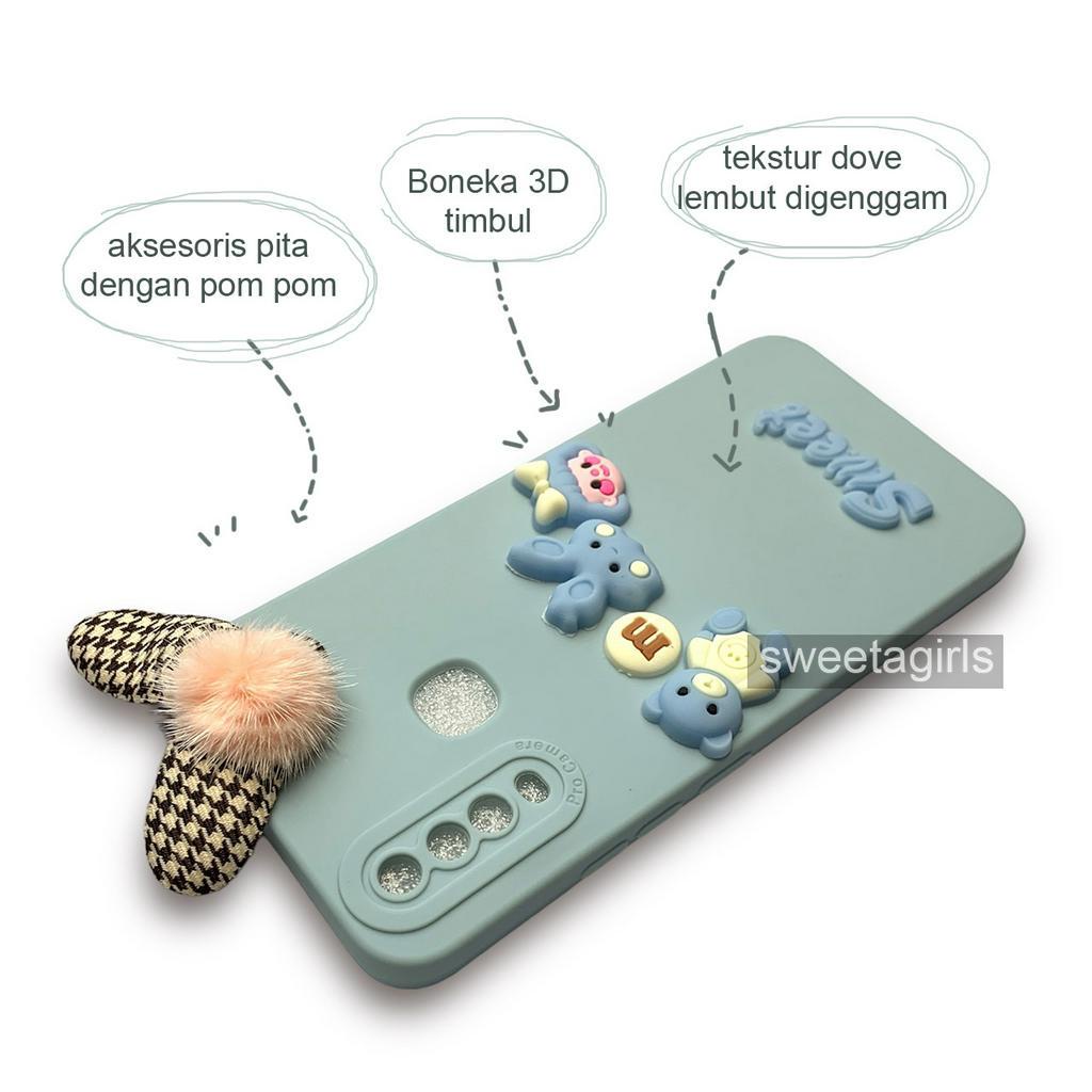 Softcase dengan boneka Timbul 3D untuk Vivo Y12 - Y15 - Y17 ( Sama Ukuran ) - Sweetacase.id - Casing Lucu - Kesing Cewek - Casing Lembut - Aksesoris Boneka Timbul - Case Bening - Lucu - Gemoy - Pom pom