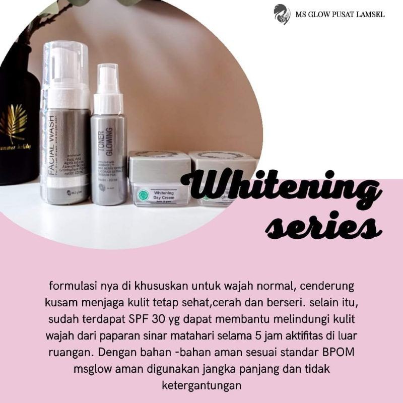 Paket Ms Glow Whitening Series/Free Pouch/ Free selection kapas 75g