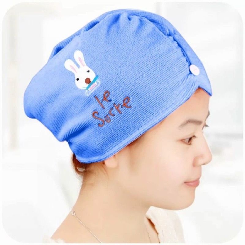 MS - Handuk Keramas Hairtowel Handuk Turban Microbulu Handuk Kancing Keramas