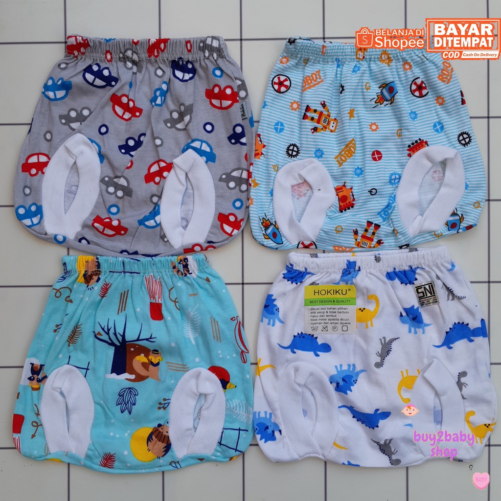 Celana pendek anak model POP full print motif Hokiku Boy &amp; Girl 6-12 Bulan 4 PCS