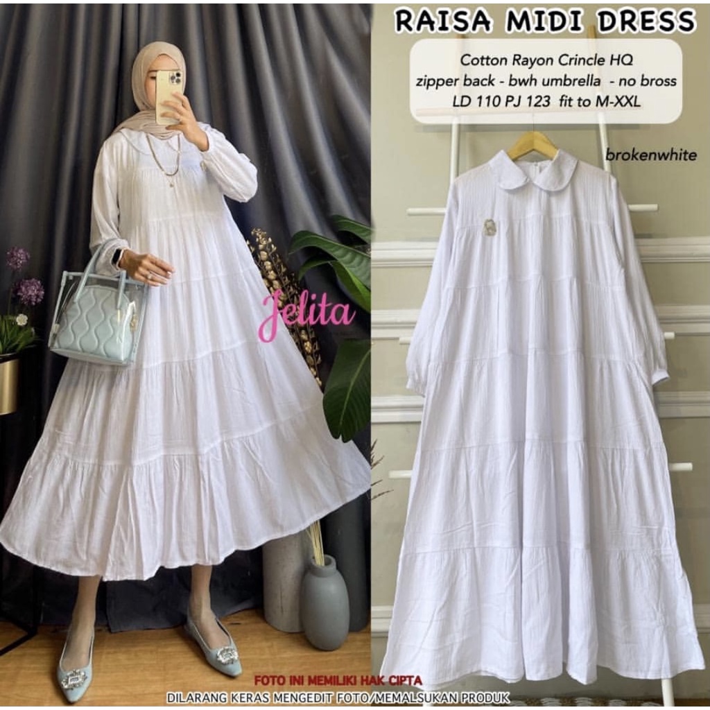 Raisa midi dress premium crinkle mayung