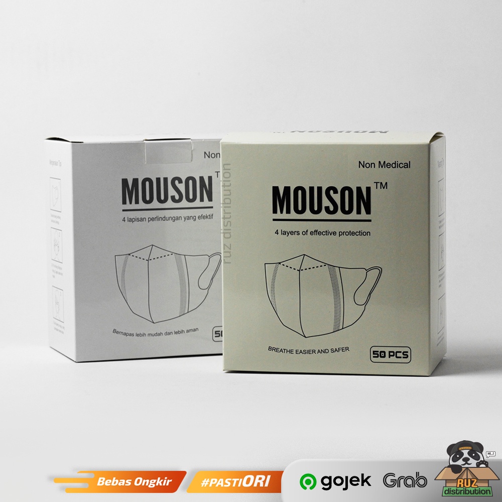 MASKER MOUSON Dukcbill 50pcs - Masker Duckbill 50 Pcs Garis Emboss