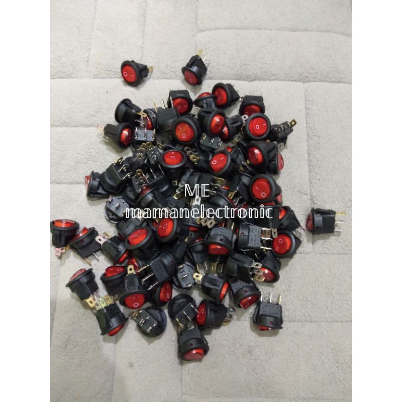 Rocker Switch / Saklar Switch 3pin Bulat Plus Lampu On Off