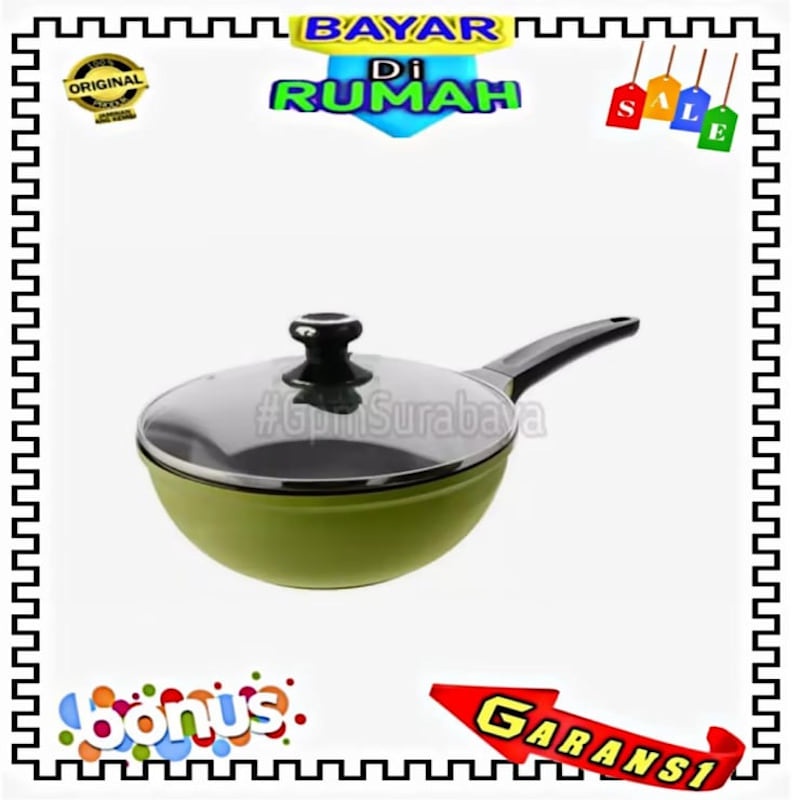 Wok Pan Powercook Herbal Marble 28 Cm Penggorengan Serbaguna