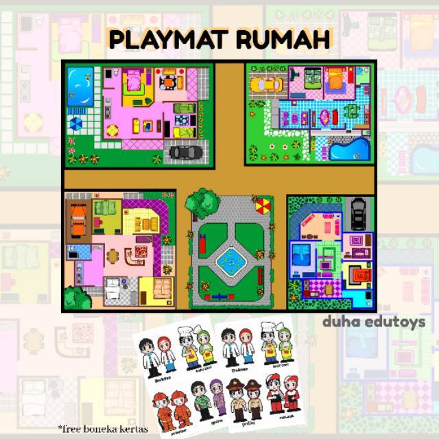 PLAYMAT RUMAH / BONEKA KERTAS / MAINAN EDUKASI / MAINAN ANAK PEREMPUAN