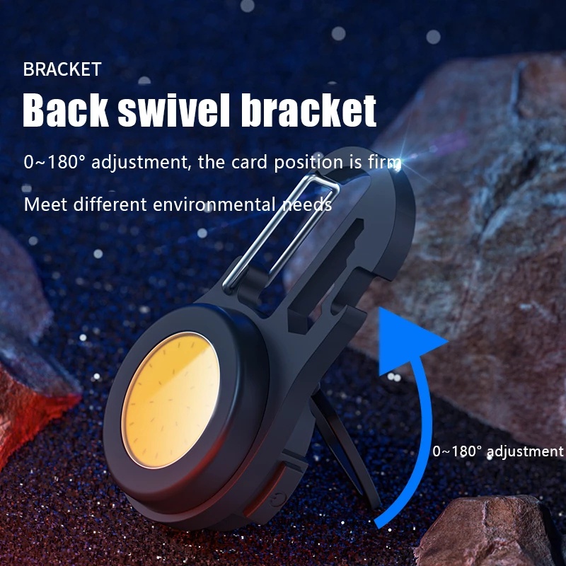 Senter Keamanan Multi-Fungsi Outdoor Camping Work Light COB USB Rechargeable Pocket Pocket Torch Mini