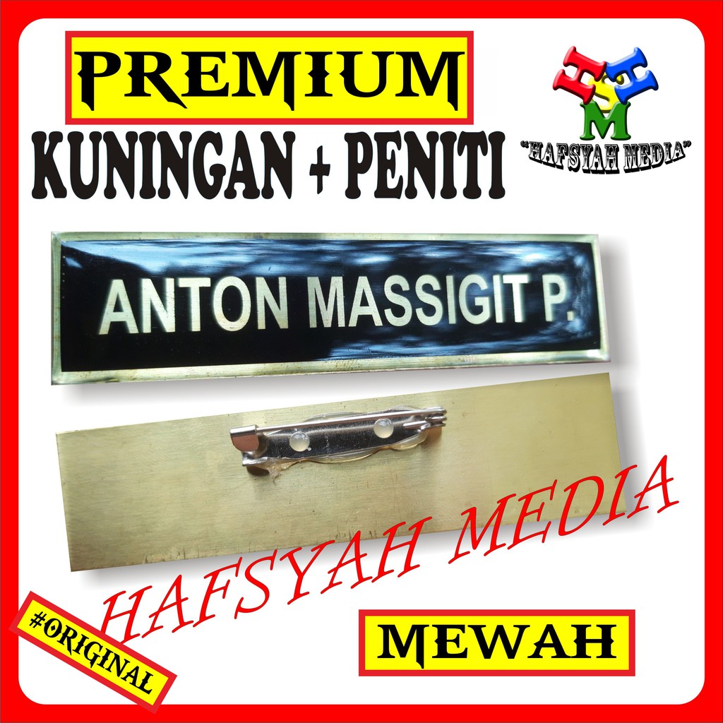 

Nametag / nama dada / name tag dada / name tag kuningan peniti / name tag stainless peniti