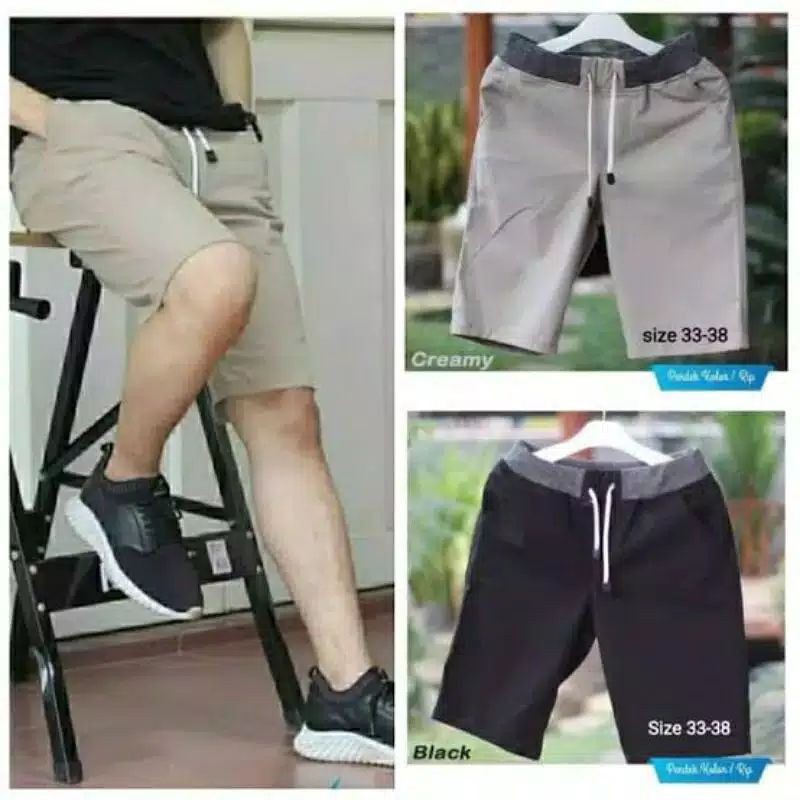 COD Celana Chino Pendek Pria mick pinggang karet rip katun chino pendek