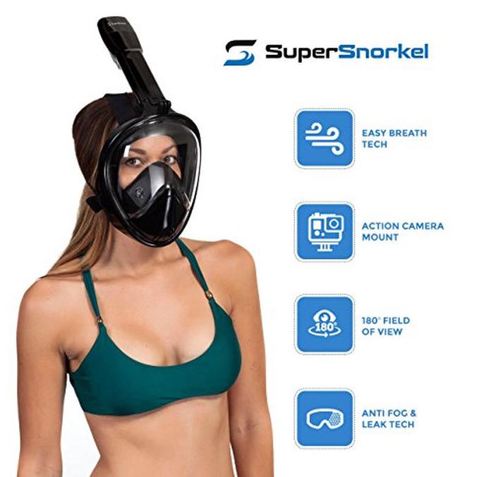 Full Face Snorkel Mask, Snorkeling Mask Kacamata Snorkel renang Dewasa