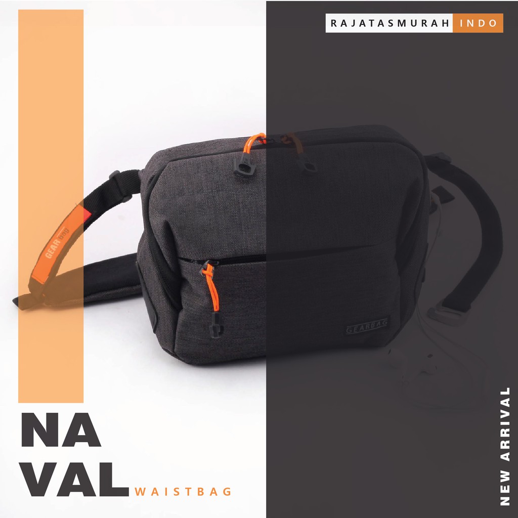 Gear Bag - NAVAL Port -13129 - Waistbag WITH EARPHONE HOLE BB - Tas Selempang Pria Tas Pinggang