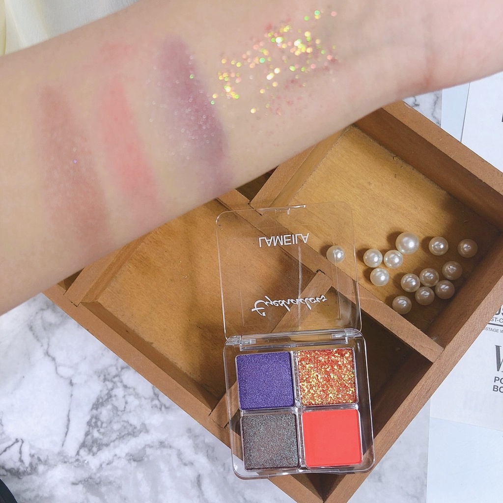 ~AB~ Eyeshadow Palette Lameila 4 Warna Eyeshadow Palette Eyeshadow Lameila Eyeshadow gliter Eyeshadow Lameila Kosmetik Mata