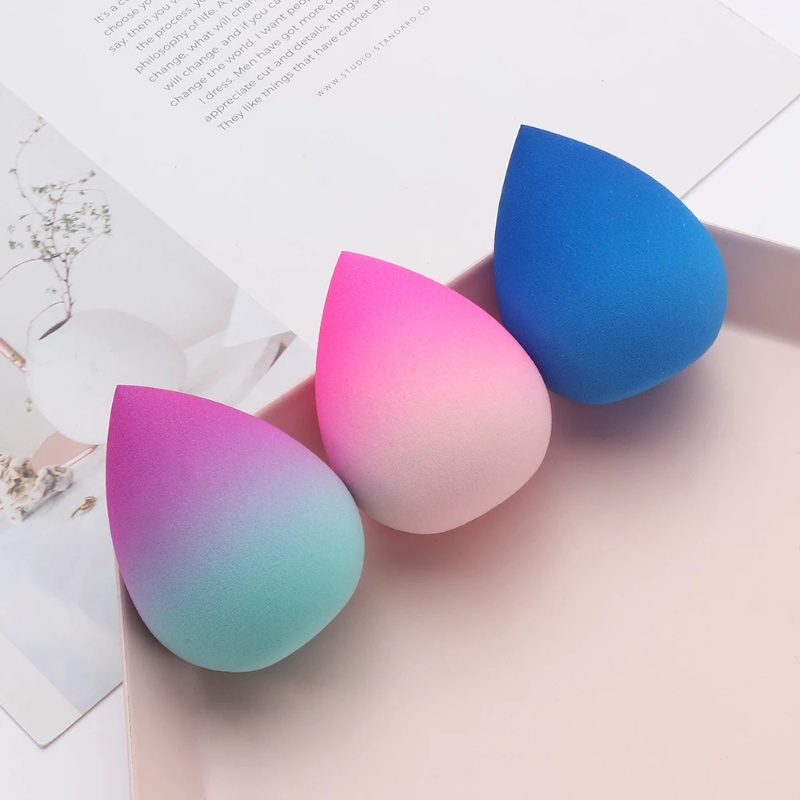 1pc Spons Beauty Blender Bentuk Tetesan Air Warna Gradasi