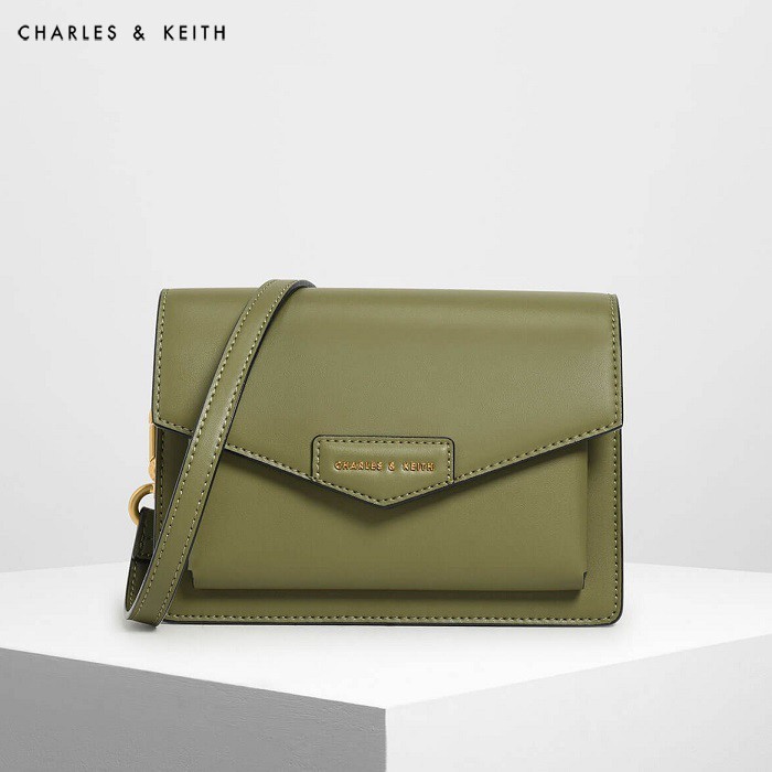 TAS SELEMPANG WANITA CHARLES & KEITH HAND BAG CNK-4306 GREEN ORIGINAL IMPORT BATAM TERMURAH