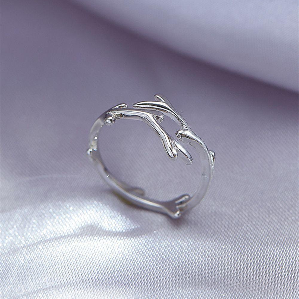 Atasan Wanita Opening Ring Cincin Elegan Engagement Ladies Silver Simple