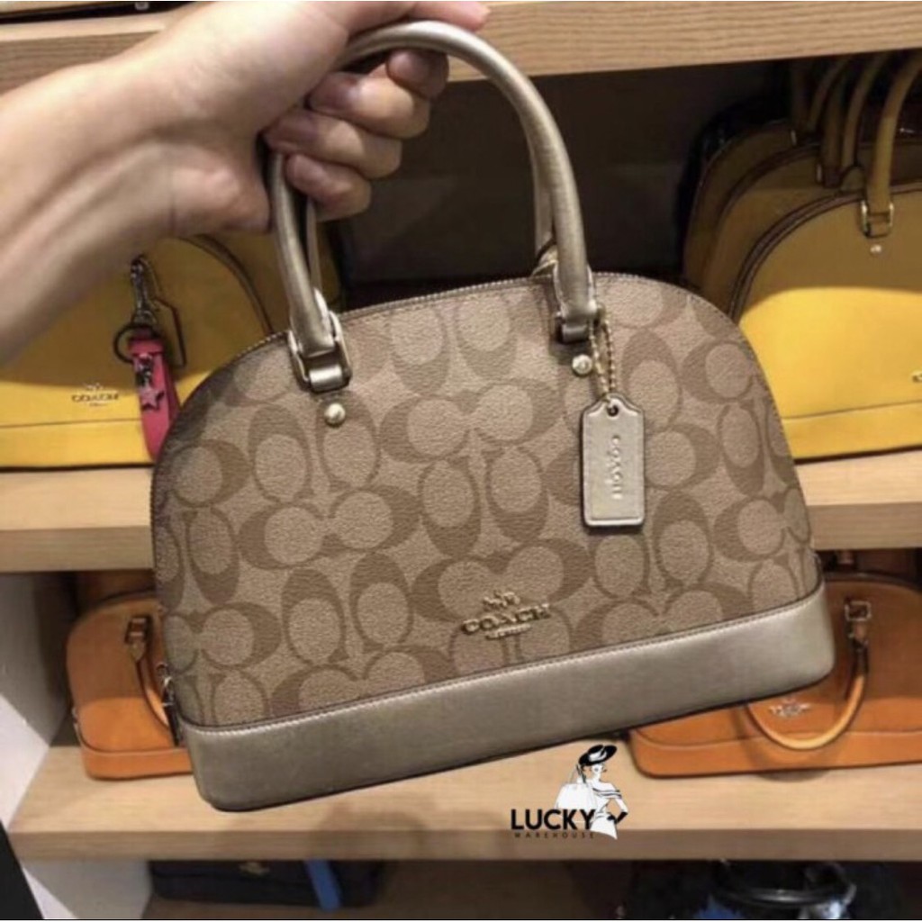 Coach Mini Sierra Satchel In Signature Canvas in Gold - ORIGINAL 100%