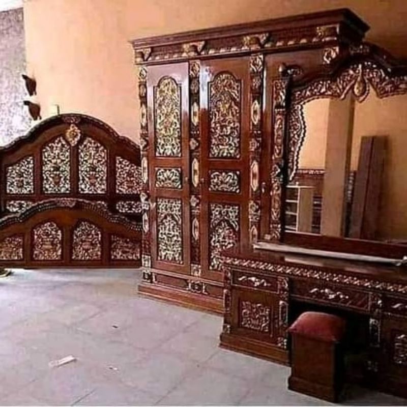 Set kamar gebyok kayu jati / Set kamar kayu jati ukir Jepara