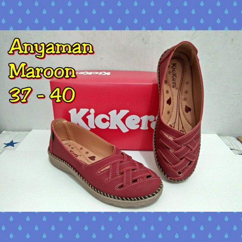 Sepatu kickers wanita slipon sepatu anyaman kickers sepatu balet wanita
