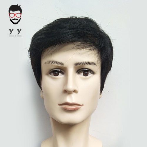 【rambut manusia buatan】Setengah Baya dan Orang Tua Wig Pria Realistis Pria Paruh Baya Rambut Asli Wi