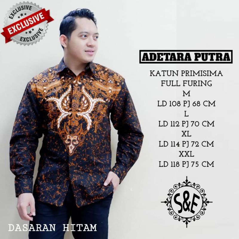 TERBARU! Kemeja Batik Lengan Panjang Eksklusif/Batik Pria Lapis Furing ADETARA PUTRA