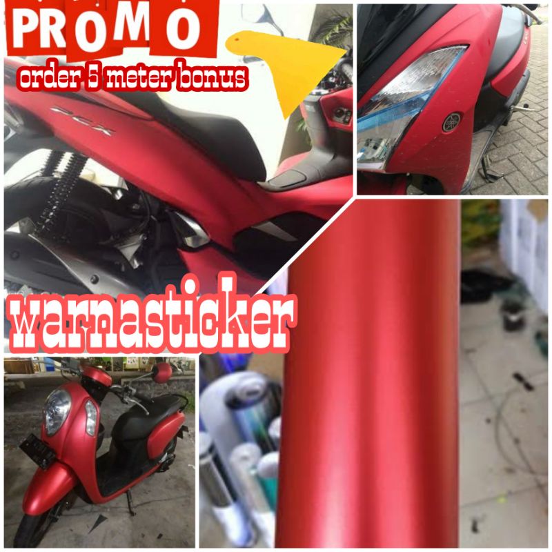 Sticker Motor Skotlet Motor Merah Crom Doff Stiker Matte Crom Doff Infinity