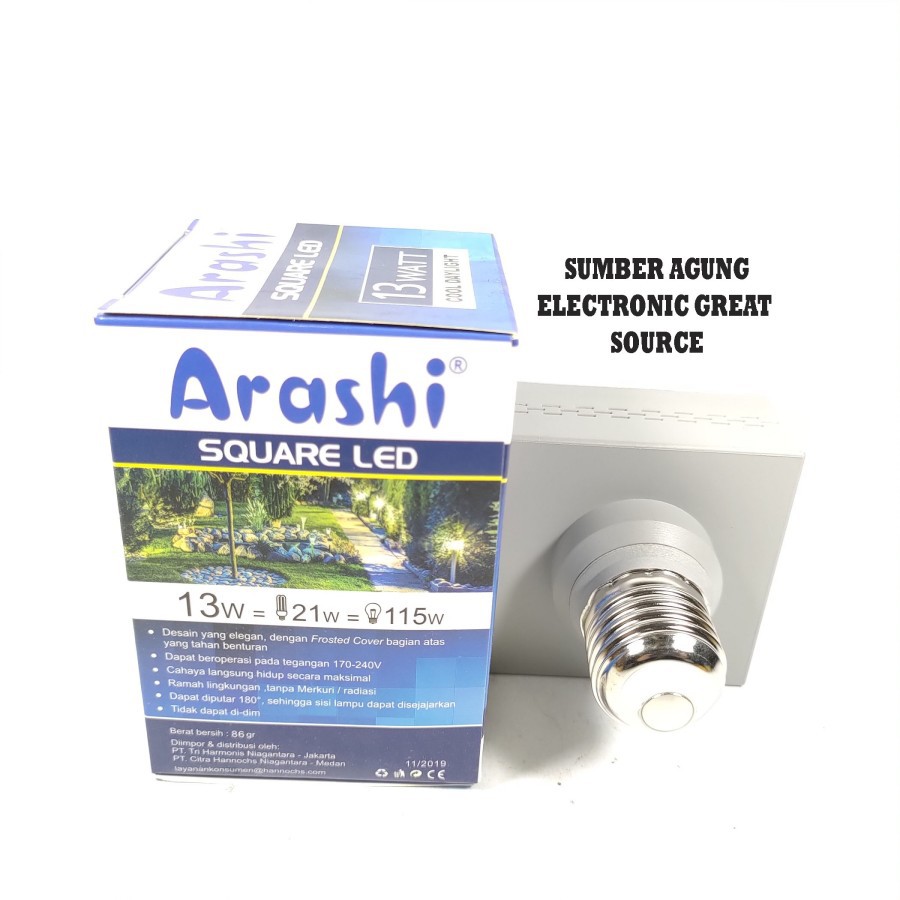 Lampu LED Kotak 13W Arashi Square LED Rotate Berputar 180 Derajat