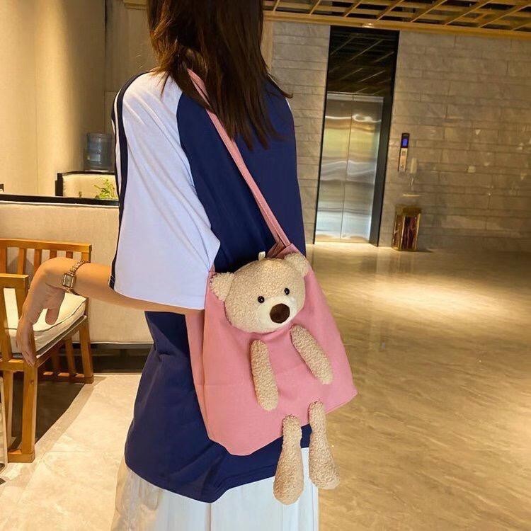 TAS BAHU SHOULDER TOTE BAG WANITA LUCU BONEKA BEAR IMPOR 6049#