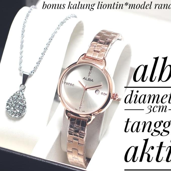 JAM TANGAN WANITA ALBA DIAMOND RANTAI TANGGAL FREE KALUNG ORIGINAL