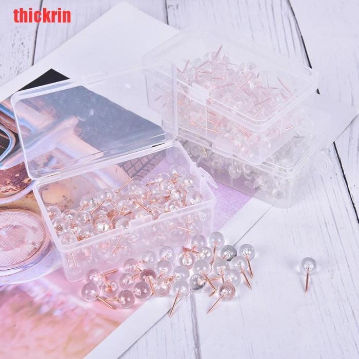 

Papan | Thickrin 100 Pcs Push Thumb Tack Clear Color Drawing Cork Board Office