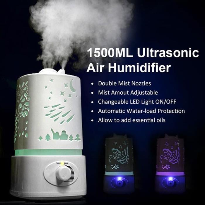 Humidifier Diffuser Aromaterapi Ruangan 1500ml + Lampu Led Rgb - White