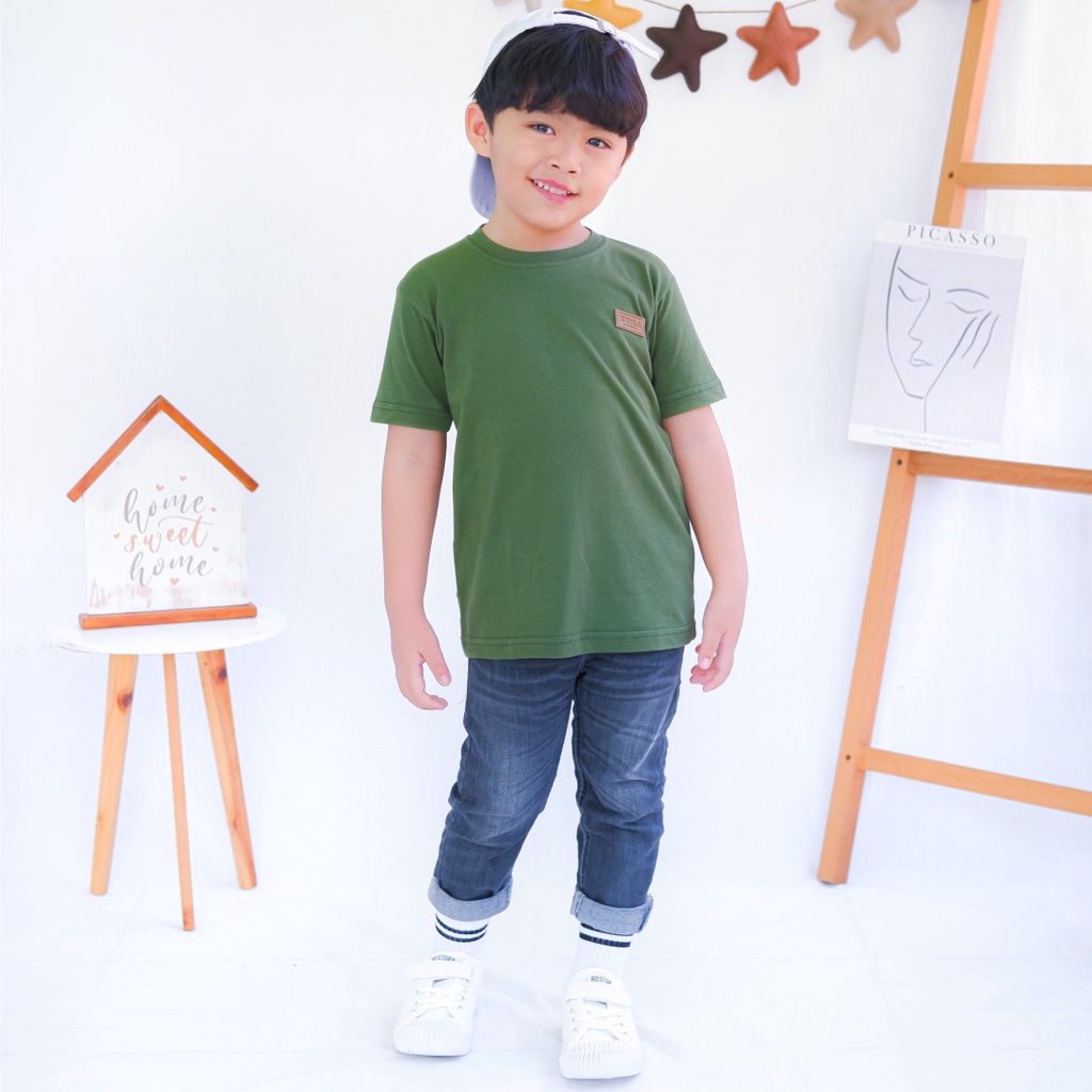 Kaos Polos Anak Laki Laki Perempuan Branded Premium Original | Mevla Kids - Kenzi Green Cactus